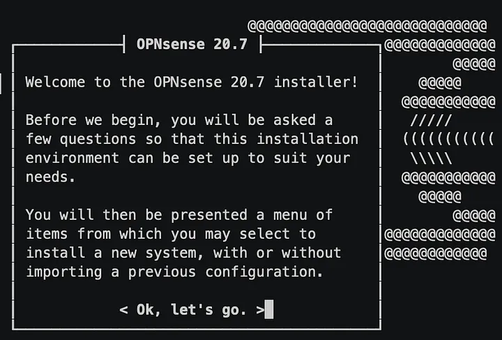 OPNSense install screen